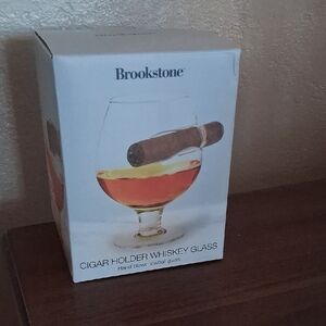 Brookstone Cigar Holder Whiskey Glass - Clear and Brown